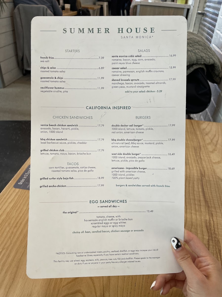 Summer House Santa Monica Menu - Image 1